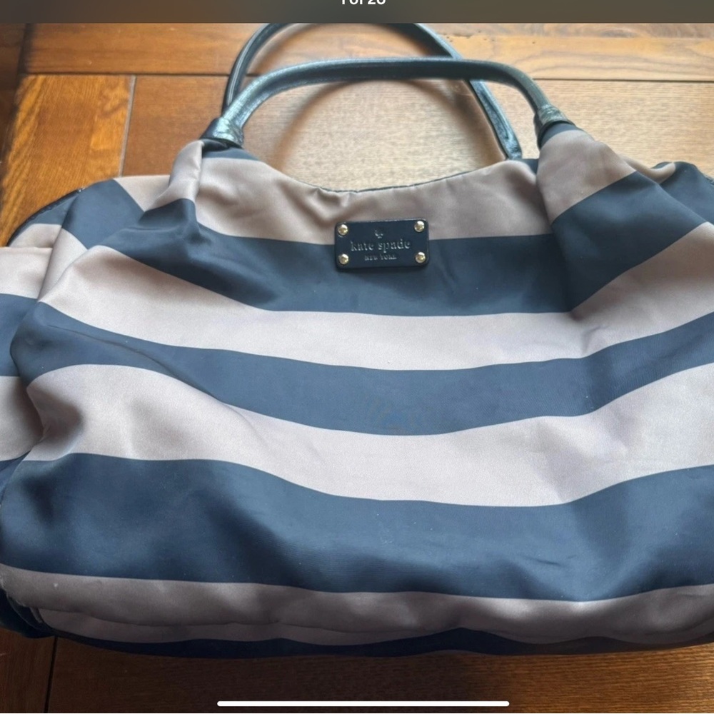 kate spade navy and beige striped tote